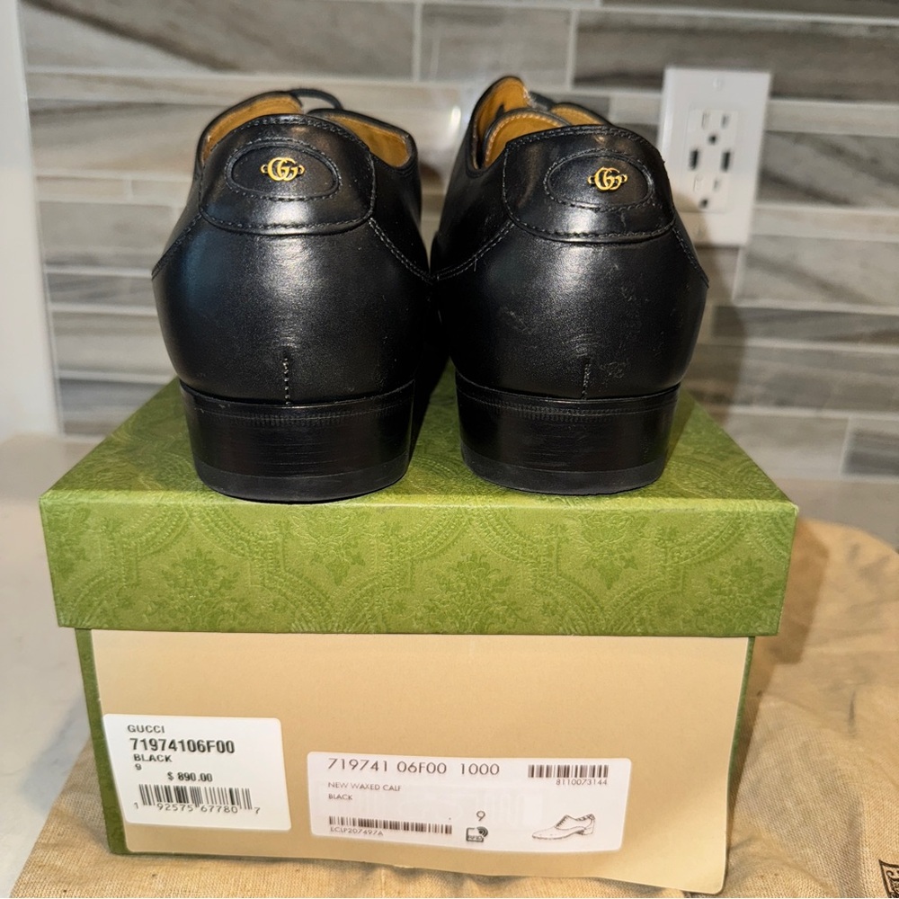 Gucci Men’s Adel Double G Black Leather Dress Shoes Oxford US 9.5 | EU 43 | UK 9 - Picture 3 of 7